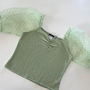 Mint Green Puff Sleeve Top